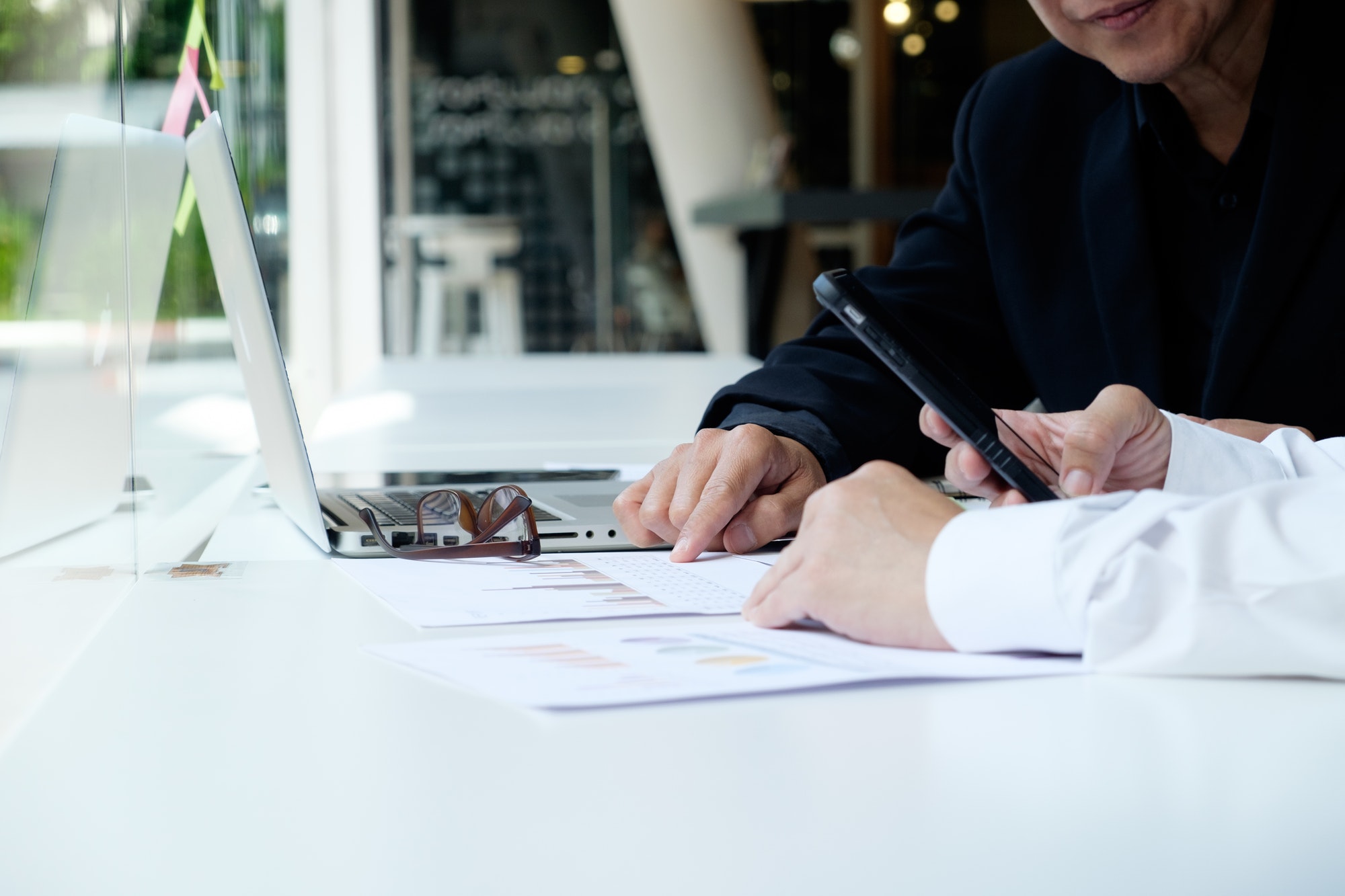 Working together on project.